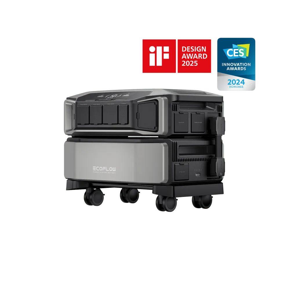 EcoFlow DELTA Pro Ultra whole-home battery backup system with inverter and battery stack