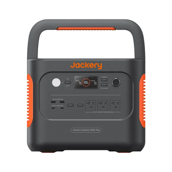 Jackery Explorer 1000 Plus portable power station with orange accents